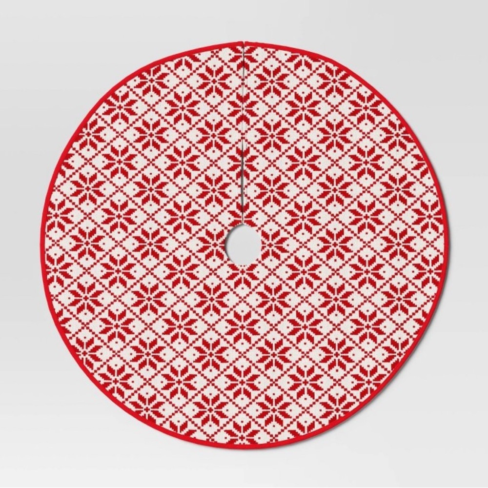 48" Knit Fair Isle Snowflakes Christmas Tree Skirt White/Red - Wondershop™ - Picture 3 of 5